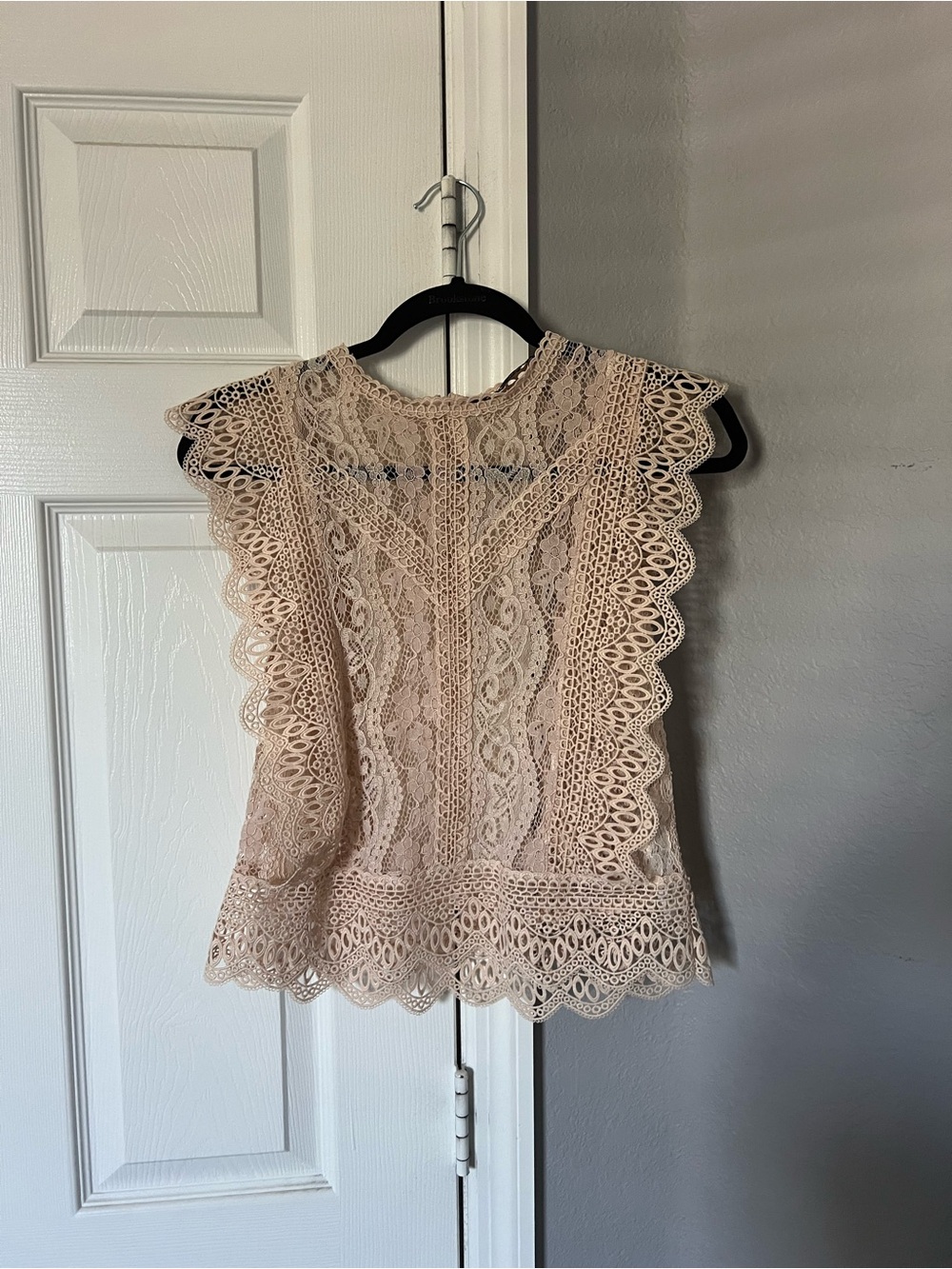 Zara Lace Crochet Sleeveless Top in Light Blush